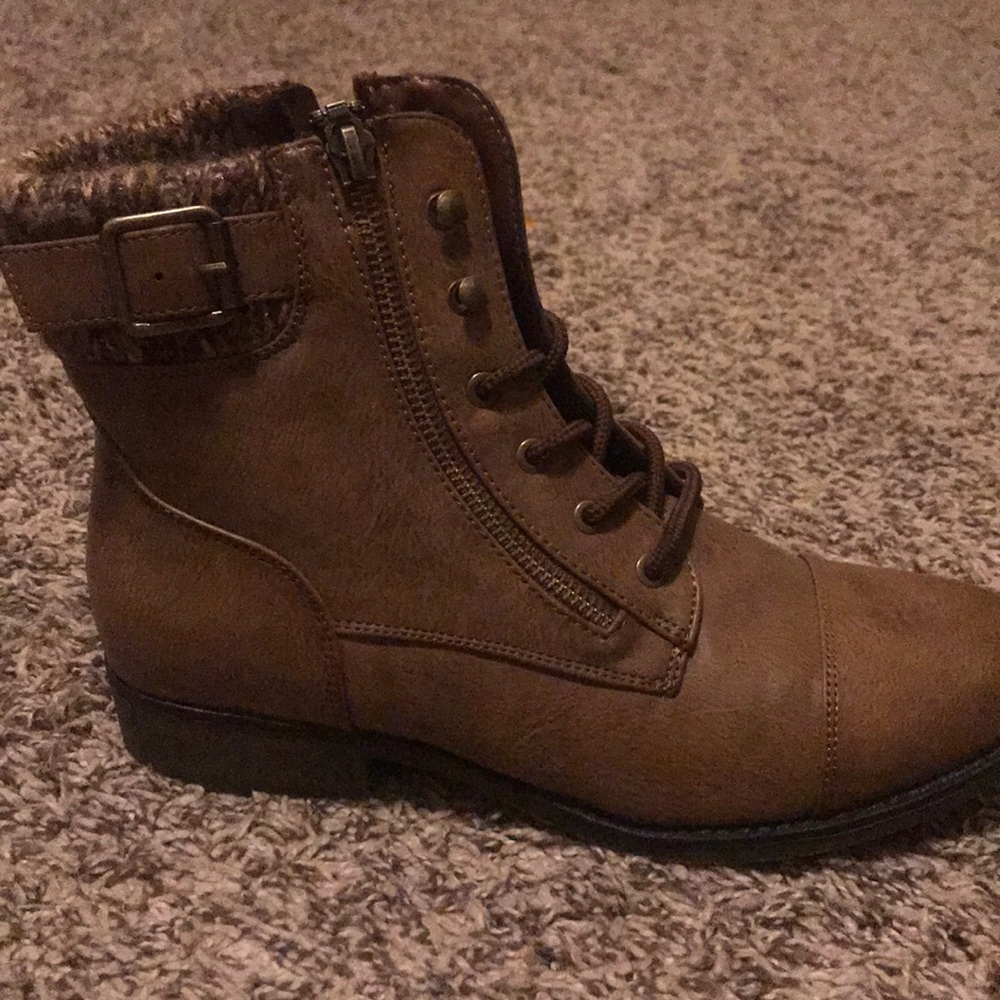 Brown lace up boots